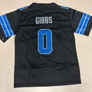 Jahmyr Gibbs #0 Detroit Lions Kids Black and Blue Kids Youth Medium 10/12 Jersey